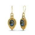 thumbnail image 2 of 7x5mm Oval Labradorite Dangle Women's Earrings Jewelry 925 Sterling Silver Gold Vermeil, 2 of 4