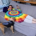 thumbnail image 3 of Rainbow Tie Dye Concentric Circles Wearable Oversized Blanket,Wearable Blanket Hoodie for Adults,Cozy Hooded Blankets with Super Pockets,Super Warm Fuzzy Pullover for Women & Men, 3 of 6