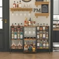 thumbnail image 4 of Versatile Bar Stand with Glass Holder, Wine Rack Freestanding Floor, Liquor Cabinet for Liquor Whiskey Wine, 6-Tier Stepped Bar Cabinet with Fences, Vintage Brown（Patent Pending）, 4 of 7