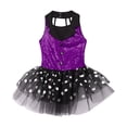 thumbnail image 3 of YONGHS Kids Girls Sleeveless Polka Dots Print Tutu Mesh Dance Dress 6-14 Purple 6, 3 of 5