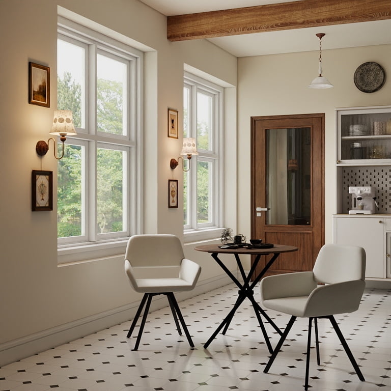 Homy Casa Modern 3-Piece Dining Set with 31.5 inch Faux Wood Round Table and 2 Swivel Chairs, Industrial Style for Small Spaces