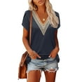 thumbnail image 4 of Liacowi Women Short Sleeve T Shirts V Neck Summer Shirts Basic Casual Loose Tee Tops, 4 of 8