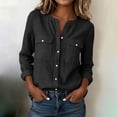 thumbnail image 5 of CQONEPT Long Sleeve Shirt for Women Button Down Blouse Long Sleeve Dressy Casual Cotton Linen Blend Fall Clothes Black L, 5 of 6