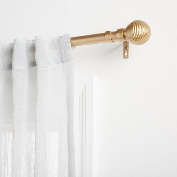 Exclusive Home Modern Layer 1" Curtain Rod and Coordinating Finial Set, Gold, Adjustable 66"-120"