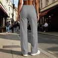 thumbnail image 6 of Lightweight Wide Leg Pants Women Front Seam Elastic Waist Sweatpants Women Casual Lounge Travel Pants with Pockets Solid Color Loose Pants, 6 of 7