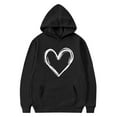 thumbnail image 6 of Elvqul Girls Heart Print Sweatshirts with Pocket Oversize Hooded Tops Pullover Fall Winter Black 10-12 Hoodies for Kids Long Sleeve, 6 of 7
