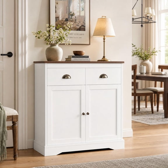 Kitchen Sideboard Buffet Cabinet with 2 Drawers & 2 Doors - Storage Cabinet with Countertop for Kitchen Dining Living Room