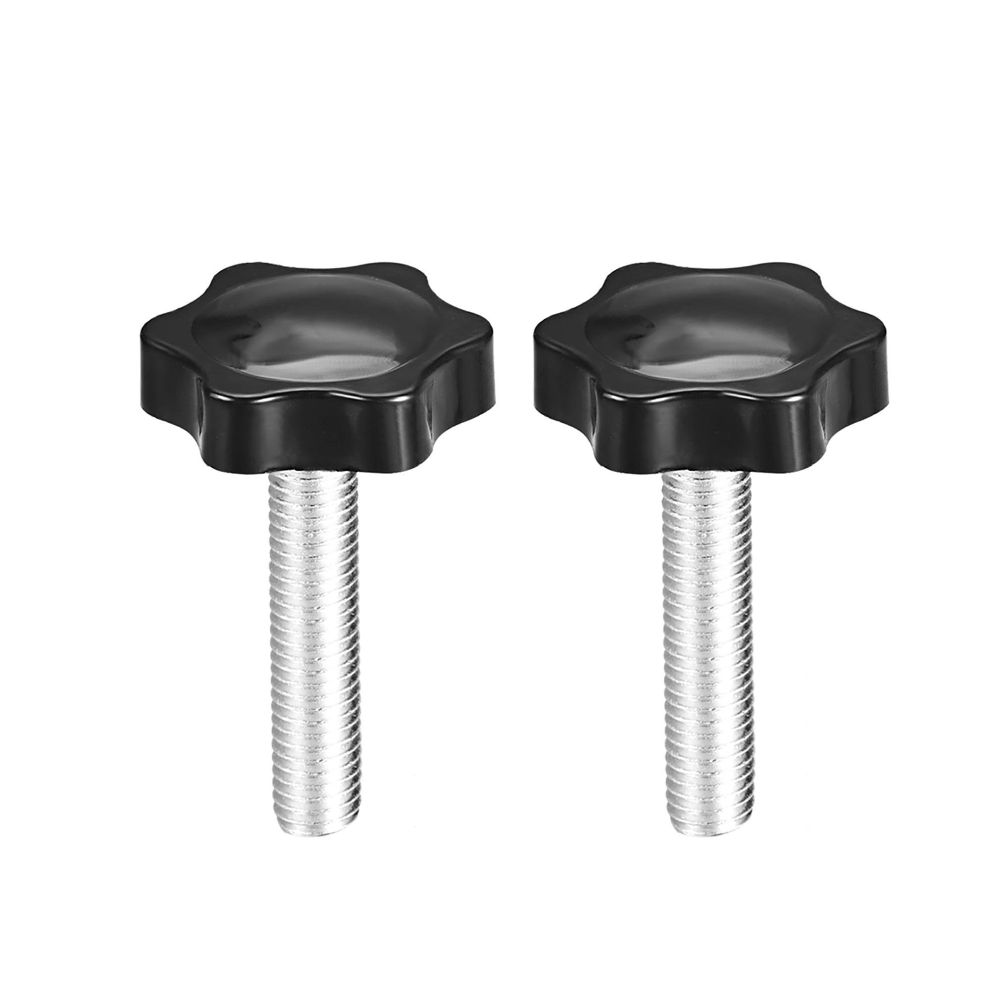 2 pieces 38mm diameter plum hexagon-shaped handles M10 × 50mm star knob Male thread clamping screw knob 