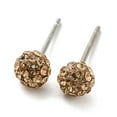 thumbnail image 2 of 5 pair Valentines Day Gift for Her 925 Sterling Silver Austrian Rhinestone Stud Earrings Ball Stud Earrings Round 246_Lt. Colorado Topaz 4mm, 2 of 2