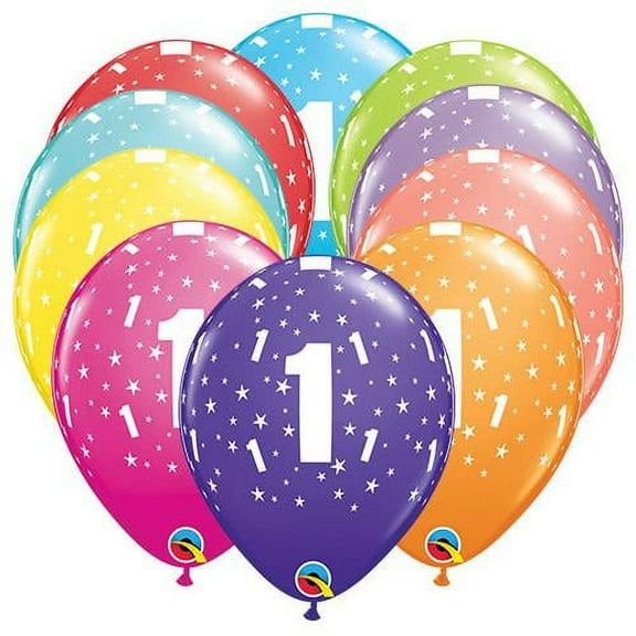 LOONBALLOON Birthday-age-related Balloons, 11″ STARS #1-A-ROUND (6 PK)