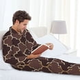 thumbnail image 6 of Sikiie Brown Gold Grid Mens Pajama Set, Soft Warm Long Sleeve Sleepwear, Cozy Button-Down Pjs for Men-X-Large, 6 of 7