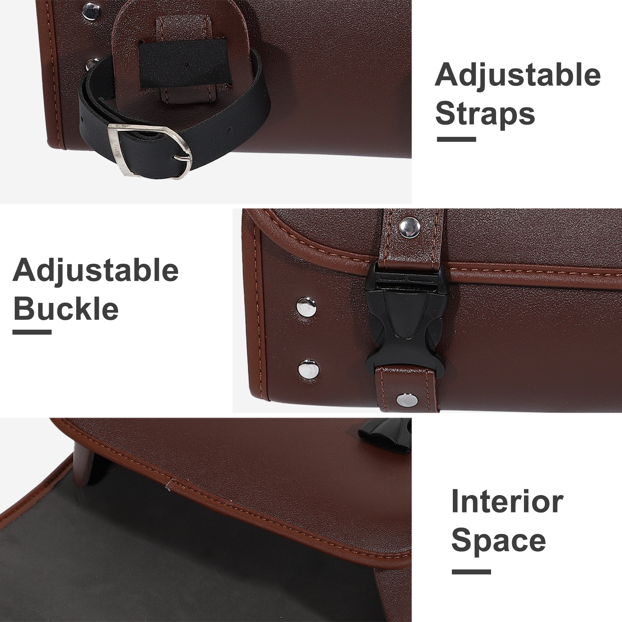 Unique Bargains Motorcycle Tool Bag Waterproof PU Leather Brown 11.81"x5.12"