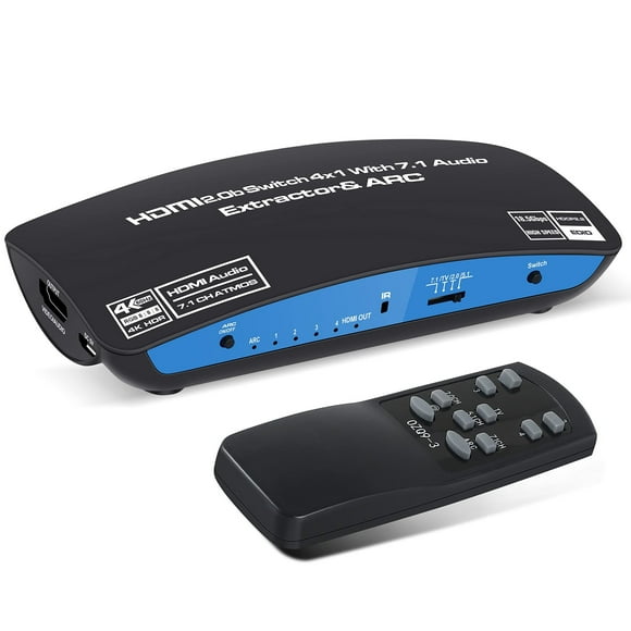 4K60Hz HDMI Switch 4x1 with Audio Extractor and Remote Control