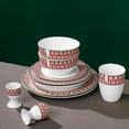 thumbnail image 2 of 12 Piece Porcelain Dinnerware Set for 2, Premium Plates and Bowls with Golden Rim, Mugs Set and Egg Cups,Red Geometry Checkered Pattern, 2 of 8