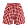 thumbnail image 5 of BLVB Elastic Waist Summer Shorts for Women Trendy Cute Casual Short Bottoms Plaid Beach Vacation Clothes with Pockets, 5 of 5