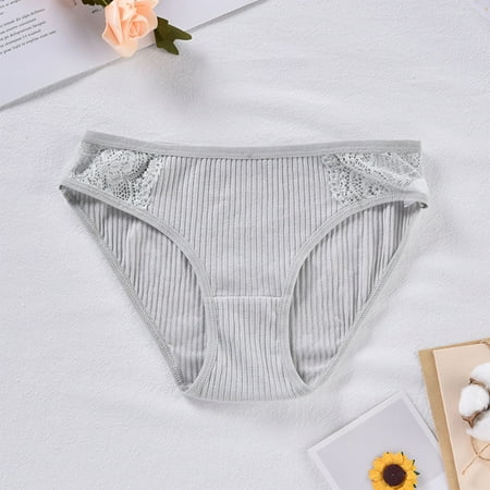 uublik Womens Panties High Waist Breathable Briefs Soft Underpants Ladies Stretch Panties Womens Lace Underwear Gray