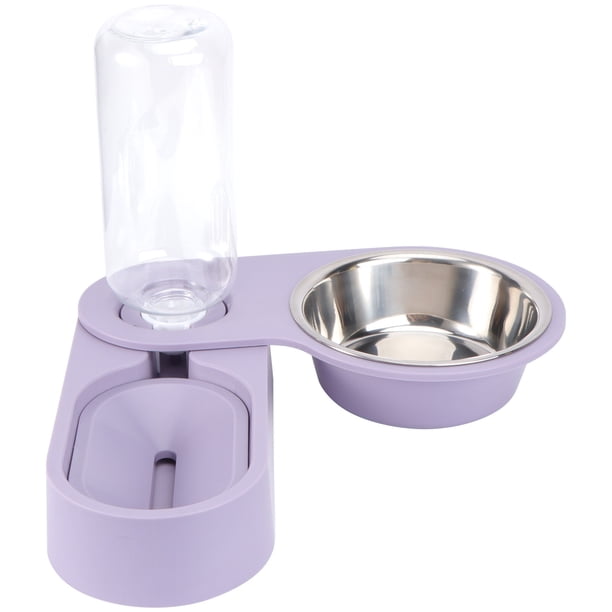 SWETRACE 1Ud Automático Pet Feeding Bowl Con Botella Transparente Y Giratorio Color Púrpura