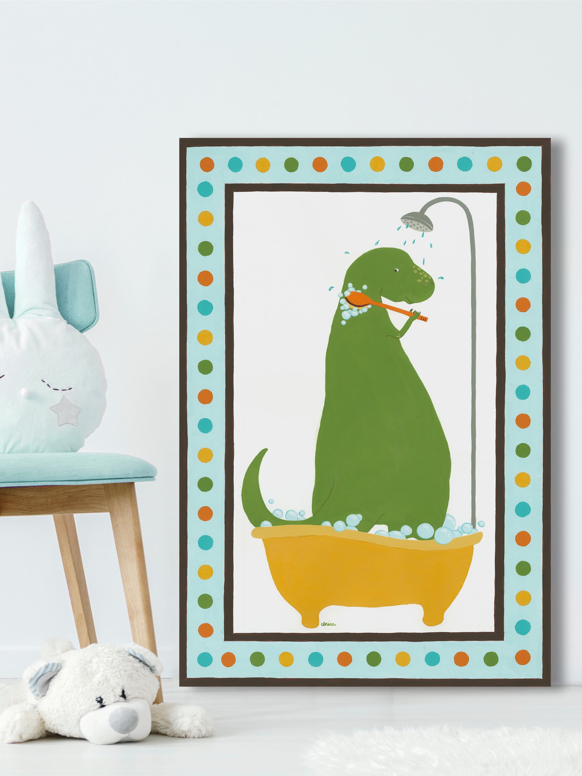 Marmont Hill Rub-a-dub Dino II Canvas Wall Art