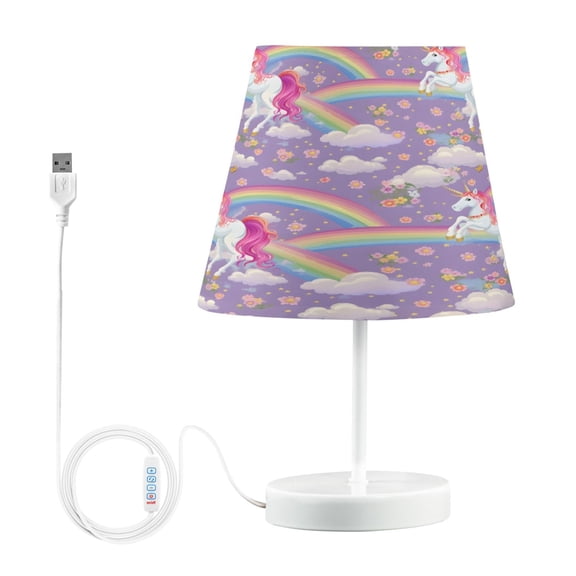 Ryvnso LED Bedside Table Lamp Unicorns and Rainbows Bedroom Desk Lamps Nightstand Lampshade M