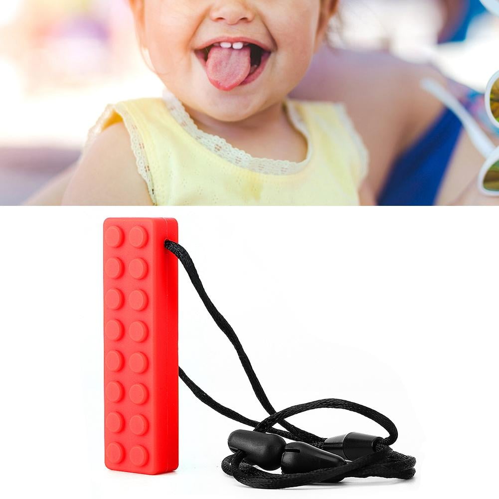 Tebru 5 Colors Oral Sensory Chew Toys Teether Necklace Chewing Necklace