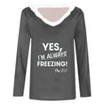 thumbnail image 4 of Meichang Funny Christmas Shirts Women Letter Print Faux Fur Trim V Neck Tops Long Sleeve Loose Fit Holiday Blouses, 4 of 4