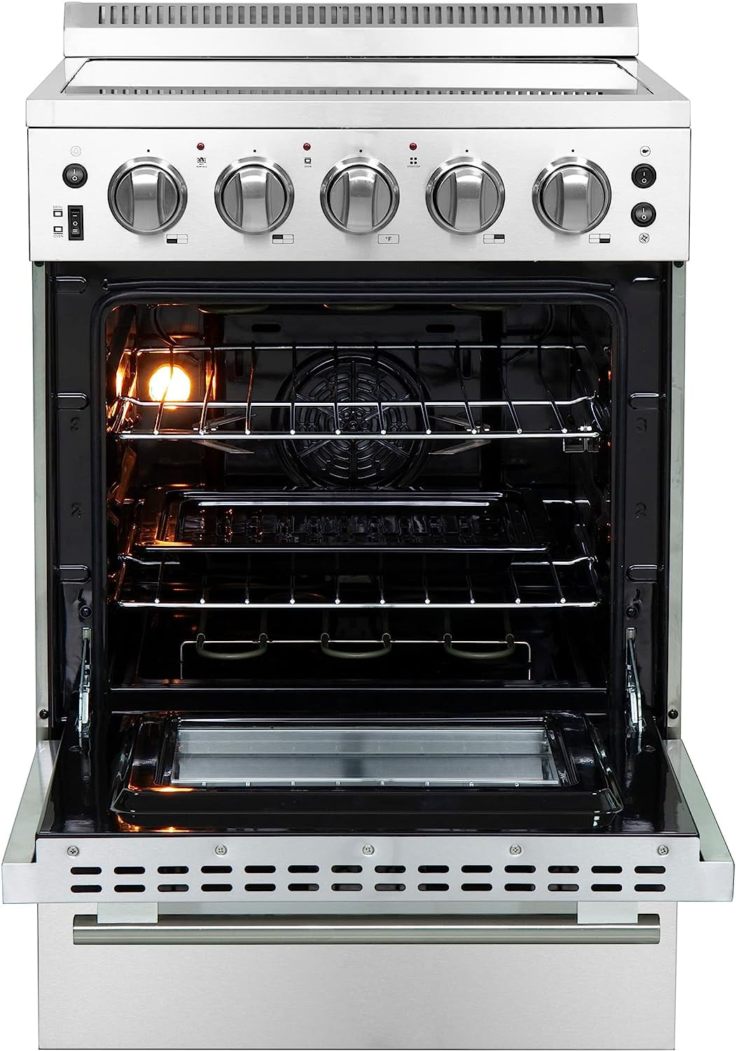 Forno Loiano 24 Inch Freestanding Electric Range Stainless Steel with Storage Drawer