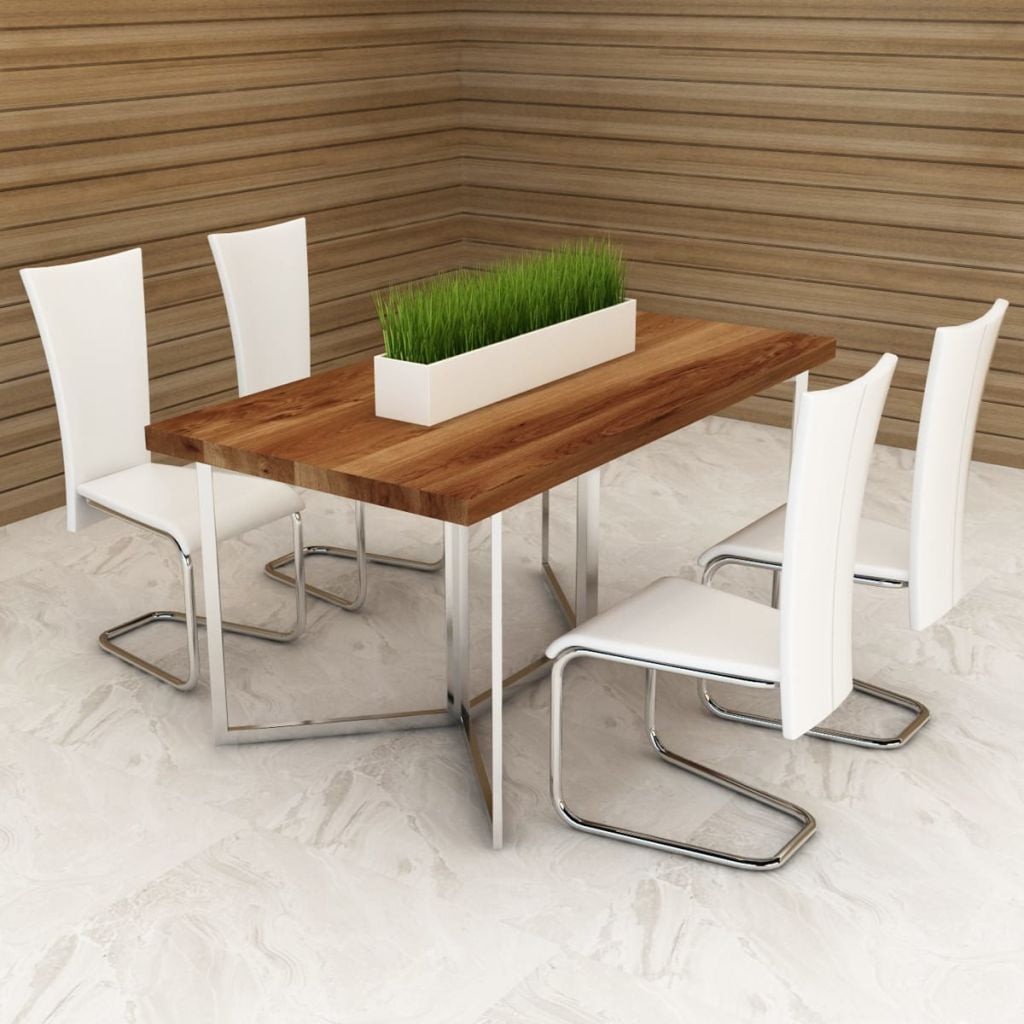Kepooman Modern Faux Leather Kitchen Chair with Cutout Back, Set of 4, White Kepooman Modern Faux Leather Kitchen Chair with Cutout Back, Set of 4, White