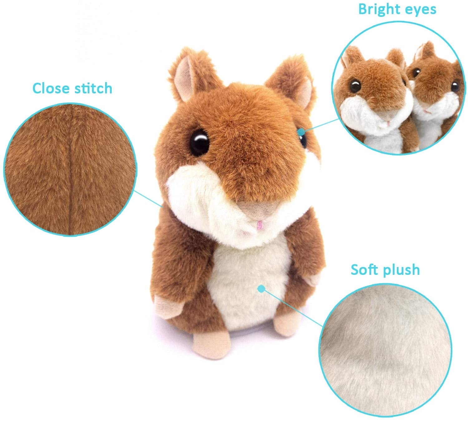 Bigger Talking Hamster - Repeats What You Say - Interactive Stuffed Plush Animal Talking Toy - Early Educational Toy, Fun Gift for Toddlers 1 2 3 Years Old, Boys & Girls, 2 Pack Included