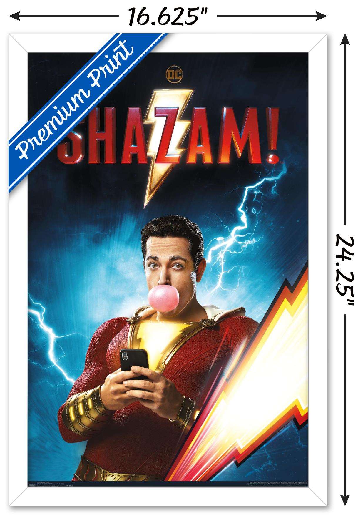 DC Comics Movie - Shazam - Chill Wall Poster, 14.725" x 22.375", Framed