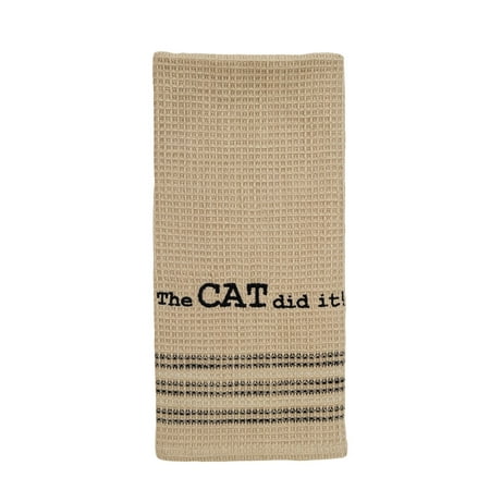 Cat Dish Towels - The Cat Did It Dishtowel - Country Farmhouse Kitchen Funny Dish Towels