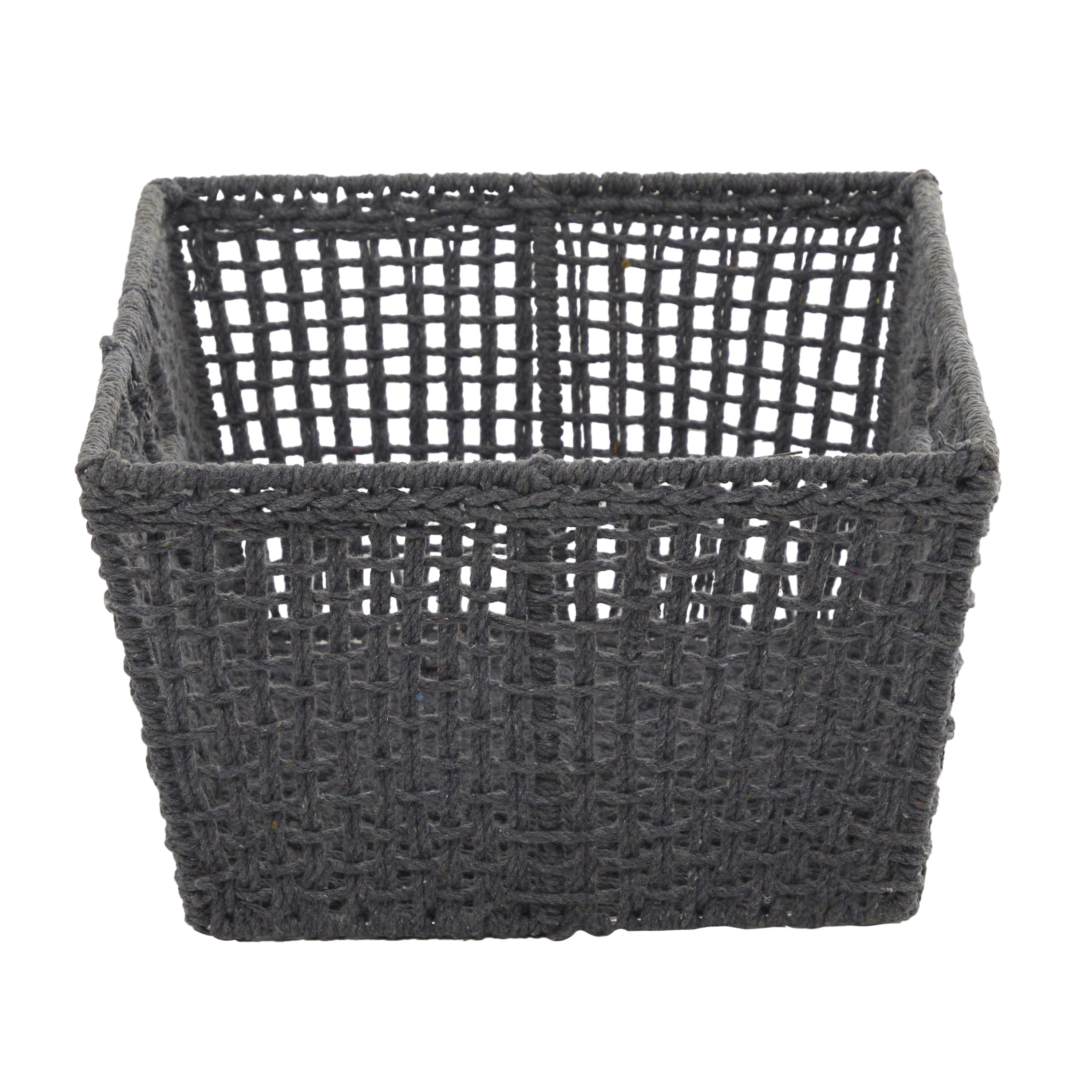 CosmoLiving by Cosmopolitan 19" x 10" Gray Cotton Handmade Storage Basket with Handles, 1-Piece