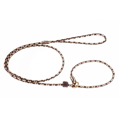 Alvalley Braided Leather Dog Leashes with Stopper - Pet Slip Leads for Dogs - Soft Gentle Leash - Adjustable for Small Medium Large & Extra Large Dogs (Brown and White 6ft Long 1/8in Thick)