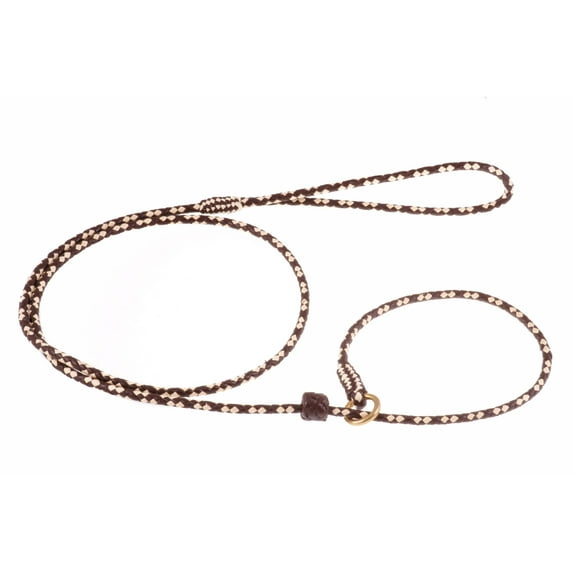 Alvalley Braided Leather Dog Leashes with Stopper - Pet Slip Leads for Dogs - Soft Gentle Leash - Adjustable for Small, Medium, Large & Extra Large Dogs (Brown and White, 6ft Long, 1/8in Thick)