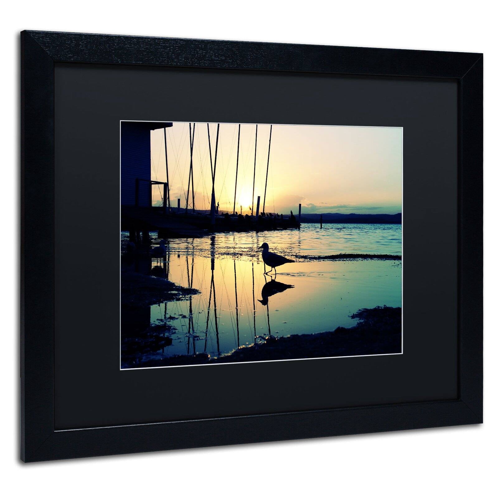 Trademark Fine Art "Lonely at Sunset" Canvas Art by Beata Czyzowska Young, White Matte, Black Frame