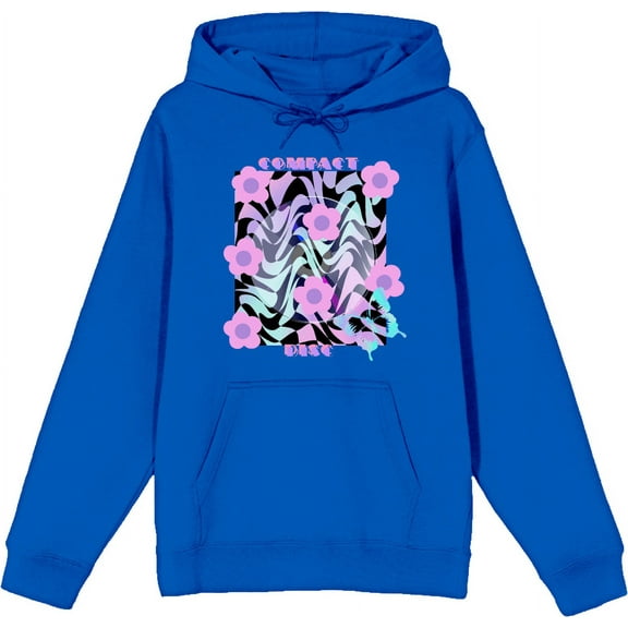 Chrome Baddie Y2K Flowers & Butterfly Adult Blue Long Sleeve Hoodie-Medium