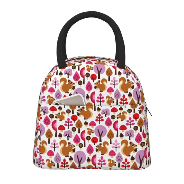 Fotbe Squirrel In The Forest Bolsa de Almuerzo con Estampado, Lonchera Aislada, Contenedor de Comida Reutilizable Tipo Cooler a Prueba de Fugas