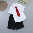 thumbnail image 7 of FSYBOA Boys Cotton Outfit Sets, Collared Soft 2 Piece School Uniform Kids Summer Shirts and Shorts Red Size 5-6T, 7 of 7