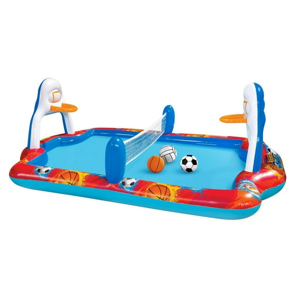 Banzai Sports Arena Splash Pool 4-In-1 Water Play Kids Outdoor Games Inflatable, Ages 3+, Sports Arena Splash Pool