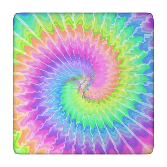 Colorful Tie Dye Pattern Square Fitted Tablecloth with Elastic Edge,Square Table Cover,Washable Elastic Table Cover for Home Kitchen Party Decor 34"x34"