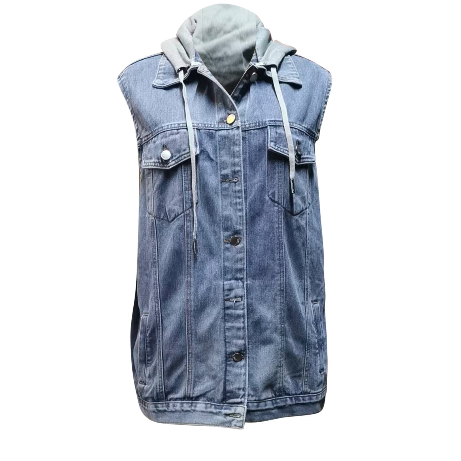 Sleeveless Denim Hoodie Sleeveless Denim Vest Men Men's Distressed