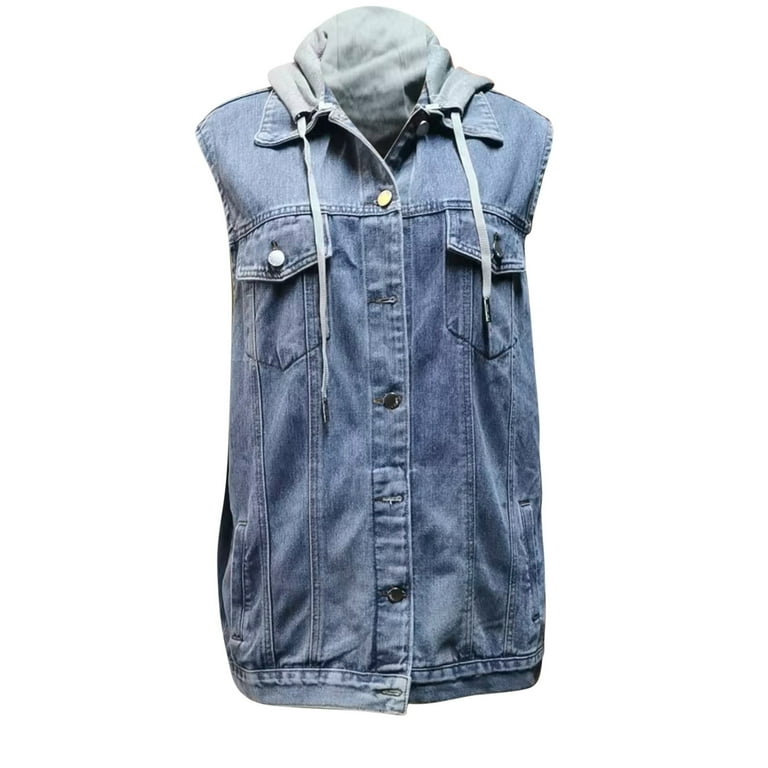 Denim hoodie women's hotsell