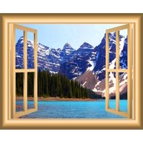 VWAQ 3D Lake Window Wall Decal Nature Decor Peel And Stick Mural VWAQ-NW44 (24"H X 30"W)
