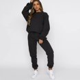 thumbnail image 1 of Ladies 2 Piece Pant Set Solid Color Crew Neck Long Sleeve Oversized Daily Outfit, 1 of 8