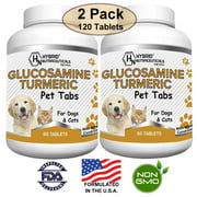 Hybrid Nutraceuticals Glucosamine Chondroitin Tablets for Dogs & Cats: with Turmeric & MSM: Hip & Joint Pain (2-Pack)