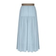 thumbnail image 6 of Maxi Linen Skirts for Women Summer Elastic High Waisted A Line Ruffle Boho Flowy Belted Long Skirt Beach Vacation Clothes, 6 of 7