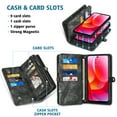 thumbnail image 6 of Compatible with Motorola Moto G Power 2022/MotoG Play 2023/G Pure 2021 Phone Case Zipper Wallet Screen Protector Strap Flip Card Holder Cell Cover for XT2271DL XT2165DL XT2163DL XT2165-5 Black, 6 of 7