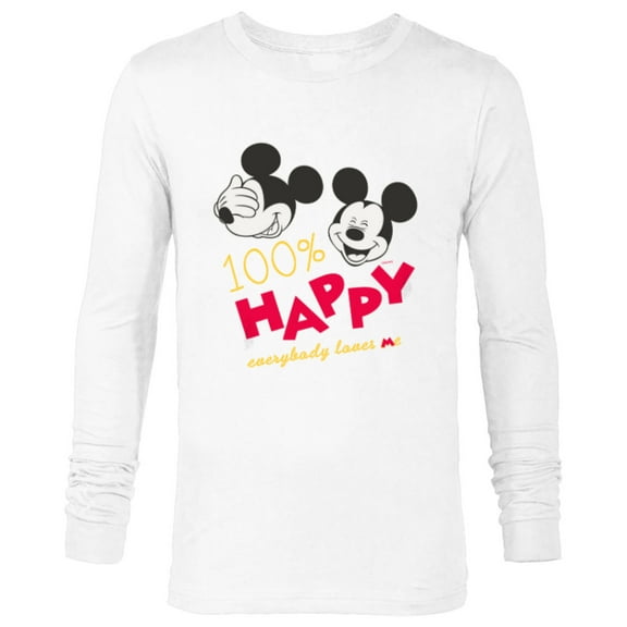 Disney Mickey Mouse 100% Happy Everybody Loves Me - Long Sleeve T-Shirt for Men - Customized-White