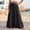 Black, variant on Women's Elastic High Waist Maxi Skirt, Triple-Tier Ruffle Woven Fabric, Loose Hip Swing Cut for Resort Trips White M