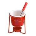 thumbnail image 2 of Olla para fondue de chocolate, olla de cerámica para cocinar caramelo, calentador de caldo y mantequilla. Rojo, 2 of 7