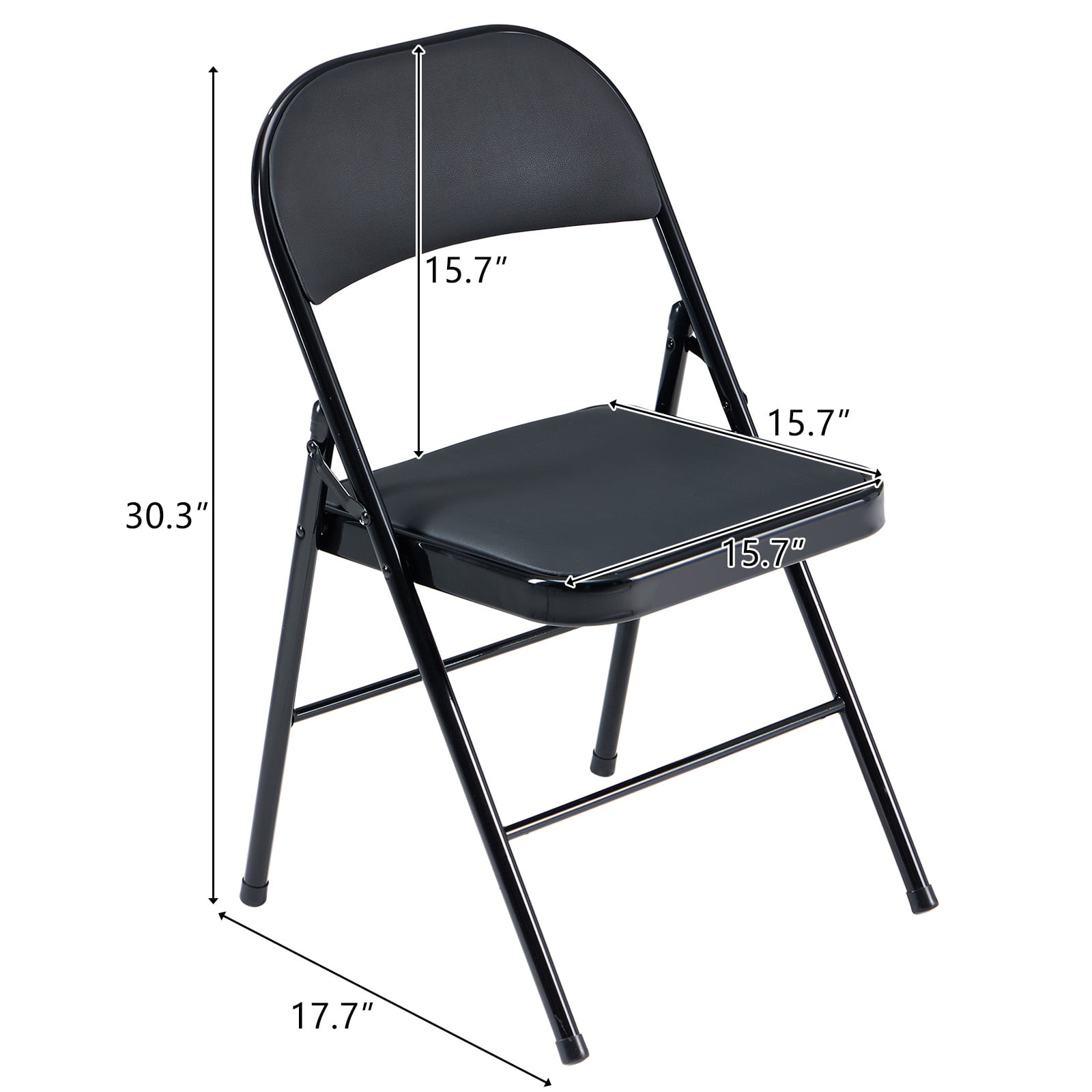 Ktaxon 4 Pack Folding Chairs Wedding Party Chair Foldable Dining Chair with Metal Frame and Soft Cushion Black